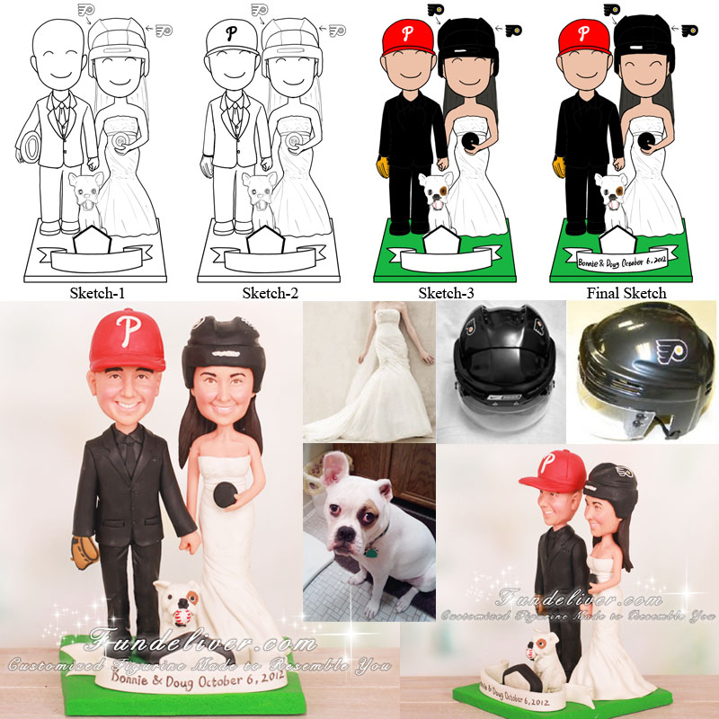 Philadelphia Flyers and Phillies Wedding Cake Toppers